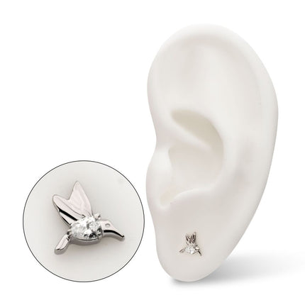 Invictus Titanium Threadless Prong Set Teardrop Gem Hummingbird Top
