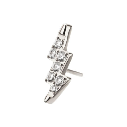 Invictus Titanium Threadless Lightning Bolt Top with Prong Set Gem
