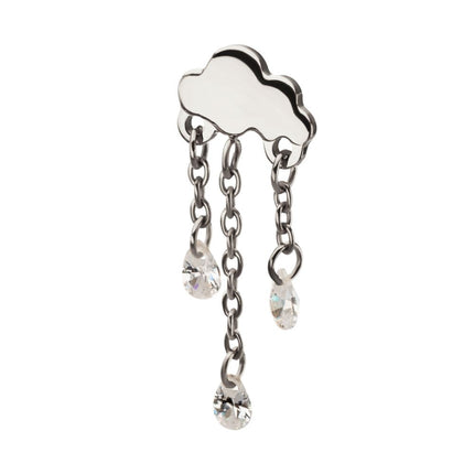 Invictus Titanium Threadless Cloud Top with Triple Floating CZ Dangle