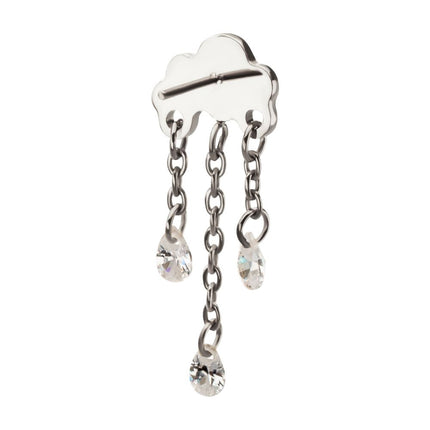 Invictus Titanium Threadless Cloud Top with Triple Floating CZ Dangle