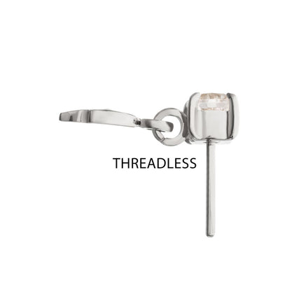 Invictus Titanium Threadless 4-Prong Set Gem Top with Leaf Dangle