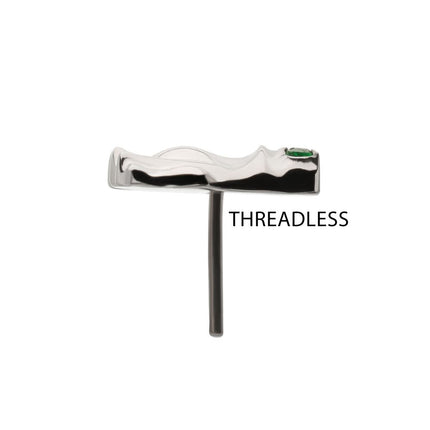 Invictus Titanium Threadless Prong Set Emerald Green Gem Frog Top