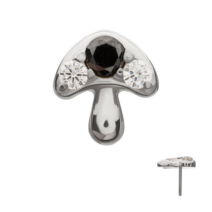 Invictus Titanium Threadless Prong Set Triple Gem Mushroom Top