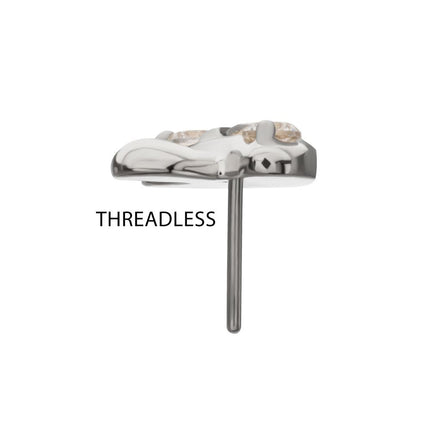 Invictus Titanium Threadless Prong Set Triple Gem Mushroom Top