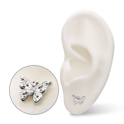 Invictus Titanium Threadless Prong Set Gem Multi-Gem Butterfly Top