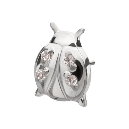 Invictus Titanium Threadless Prong Set Gem Lucky Ladybug Top