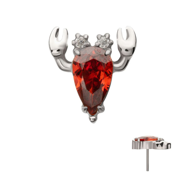Invictus Titanium Threadless Prong Set Gem Lobster Top