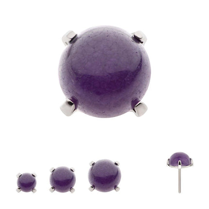 Invictus Titanium Threadless Prong Set Natural Amethyst Stone Top