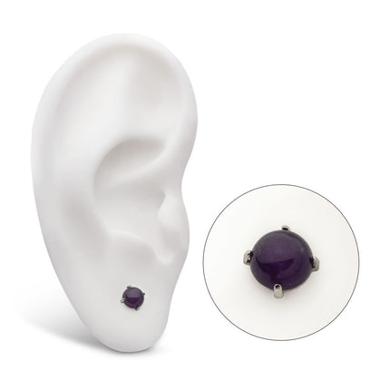 Invictus Titanium Threadless Prong Set Natural Amethyst Stone Top