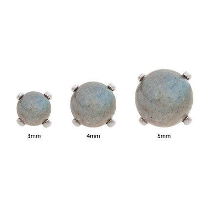 Invictus Titanium Threadless Prong Set Natural Labradorite Stone Top