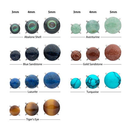 Invictus Titanium Threadless 4-Prong Round Natural Stone Top