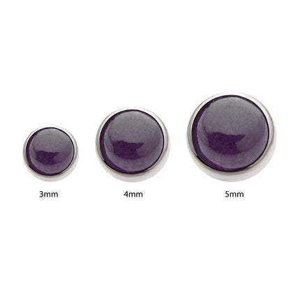 Invictus Titanium Threadless Bezel Set Natural Amethyst Stone Top