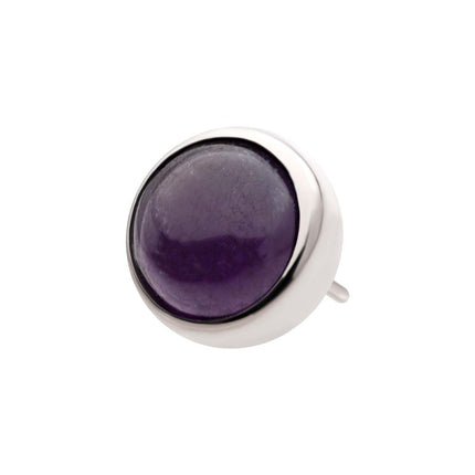 Invictus Titanium Threadless Bezel Set Natural Amethyst Stone Top