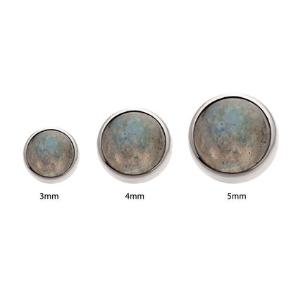 Invictus Titanium Threadless Bezel Set Natural Labradorite Stone Top