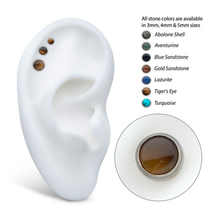 Invictus Titanium Threadless Bezel Set Round Natural Stone Top