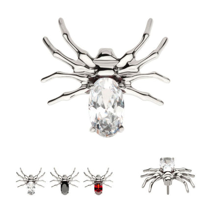Invictus Titanium Threadless Spider Top with 4-Prong Oval CZ