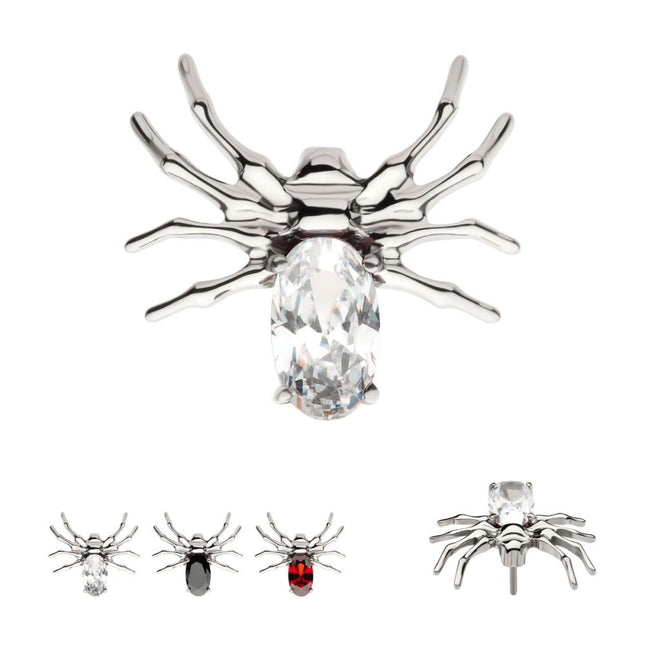 Invictus Titanium Threadless Spider Top with 4-Prong Oval CZ