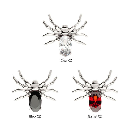 Invictus Titanium Threadless Spider Top with 4-Prong Oval CZ