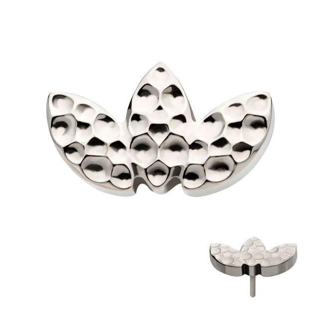 Invictus Titanium Threadless Hammered Marquise 3-Cluster Top