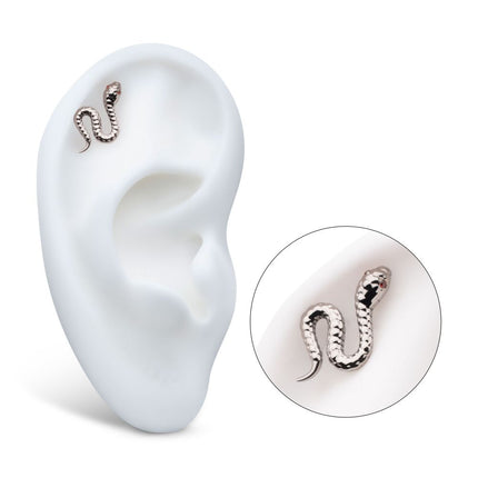 Invictus Titanium Threadless Garnet CZ Eye Snake Top