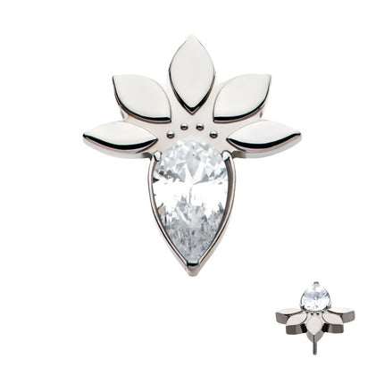 Invictus Titanium Threadless Marquise Cluster Fan Shape with Teardrop CZ Top