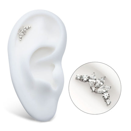 Invictus Titanium Threadless Crown Shape Top with Clustered Prong Set Round & Marquise CZ
