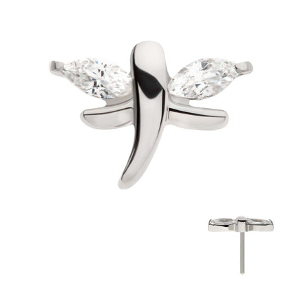 Invictus Titanium Threadless Prong Set Marquise CZ Dragonfly Top