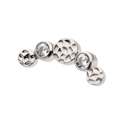 Invictus Titanium Threadless Bezel Set CZ/Opal Hammered Cluster Top