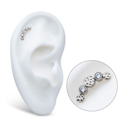 Invictus Titanium Threadless Bezel Set CZ/Opal Hammered Cluster Top