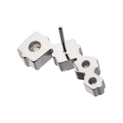 Invictus Titanium Threadless Prong Set Princess Cut Gem Staggered 4-Cluster Top