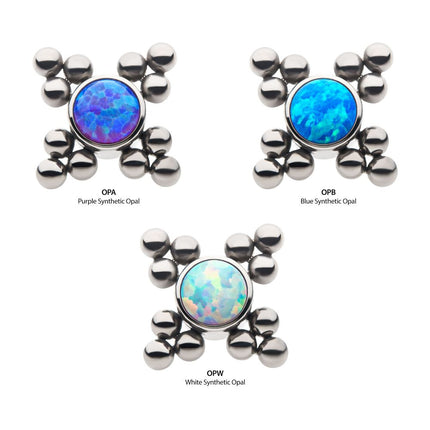Invictus Titanium Threadless 12-Bead Bezel Round Opal/CZ Cluster Top