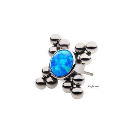 Invictus Titanium Threadless 12-Bead Bezel Round Opal/CZ Cluster Top