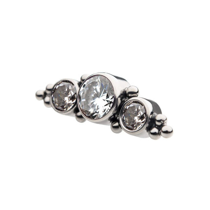 Invictus Titanium Threadless 3-Bezel Set Synthetic Opal/AAA Gem/Swarovski Zirconia & Beads Cluster Top