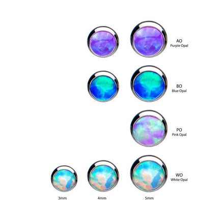 Invictus Titanium Threadless Bezel Set Synthetic Opal Side Facing Top
