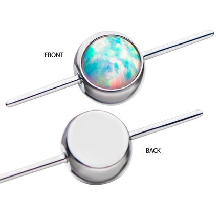 Invictus Titanium Threadless Bezel Set White Opal Connector