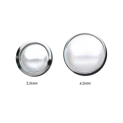 Invictus Titanium Threadless Bezel Set White Pearl Front Facing Top