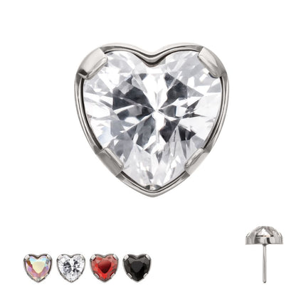 Invictus Titanium Threadless Prong Set Heart Shaped Gem Top