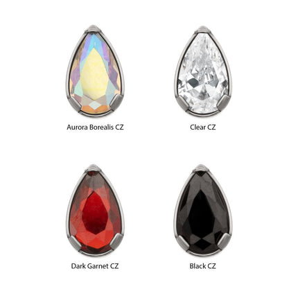 Invictus Titanium Threadless Prong Set Teardrop Shaped Gem Top