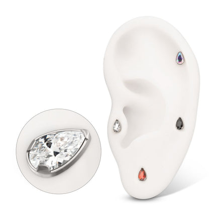 Invictus Titanium Threadless Prong Set Teardrop Shaped Gem Top