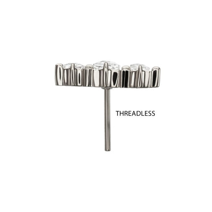 Invictus Titanium Threadless Triple Baguette Prong Set Gem Top