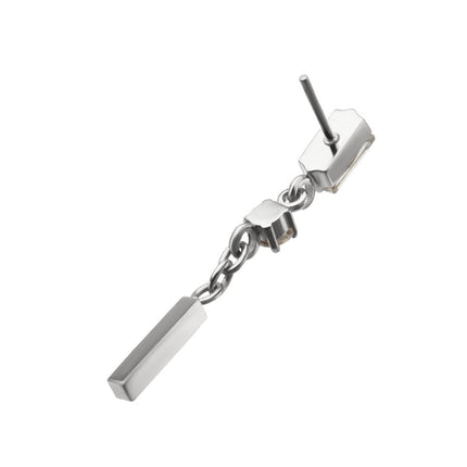Invictus Titanium Threadless Prong Set Gem Baguette Top with Round Gem & Bar Dangle