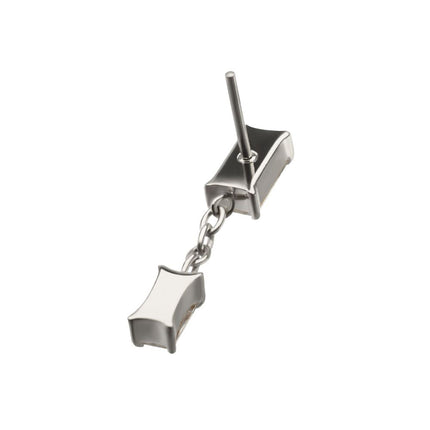 Invictus Titanium Threadless Double Baguette Prong Set Gem Dangle Top