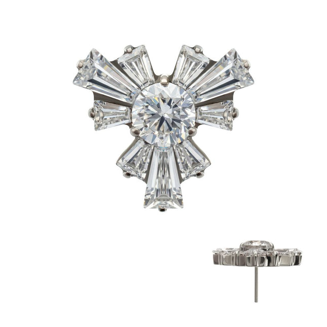 Invictus Titanium Threadless Round & Baguette Cluster Gem Radiant Beam Top