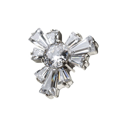 Invictus Titanium Threadless Round & Baguette Cluster Gem Radiant Beam Top
