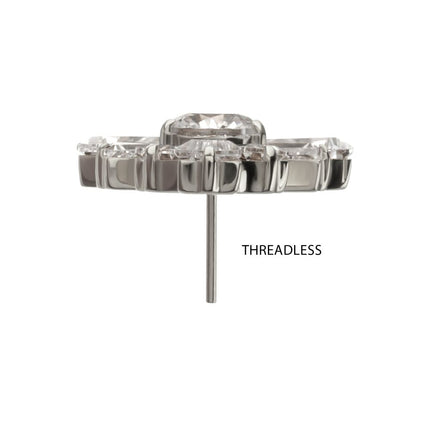 Invictus Titanium Threadless Round & Baguette Cluster Gem Radiant Beam Top