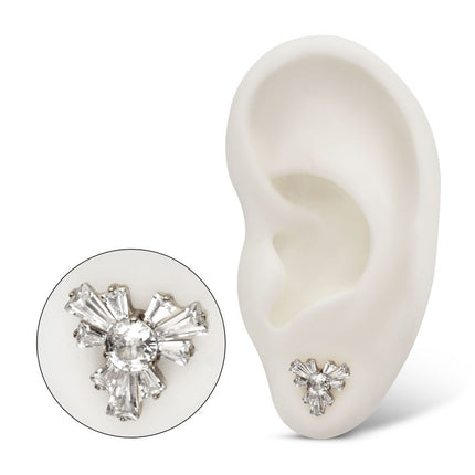 Invictus Titanium Threadless Round & Baguette Cluster Gem Radiant Beam Top