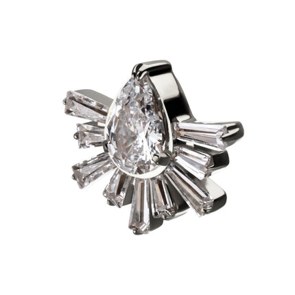 Invictus Titanium Threadless Teardrop & Baguette Cluster Gem Sunray Top