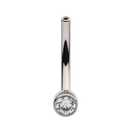 Invictus Titanium Threadless with Bezel Set CZ Fixed Disc Bottom Curved Barbell