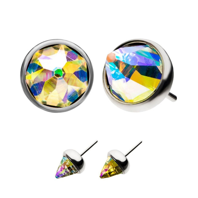 Invictus Titanium Threadless Swarovski Glass Bezel Set Cone Top
