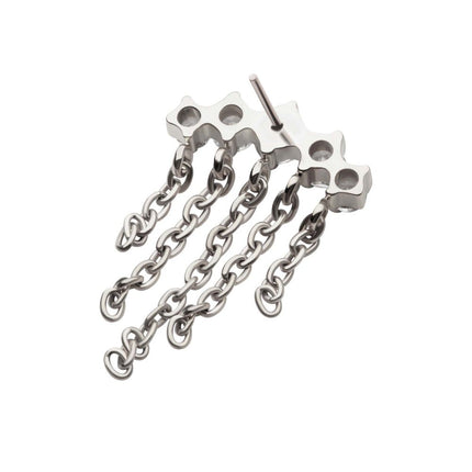 Invictus Titanium Threadless 5-Cluster Round AAA CZ Top with 5 Dangle Chains